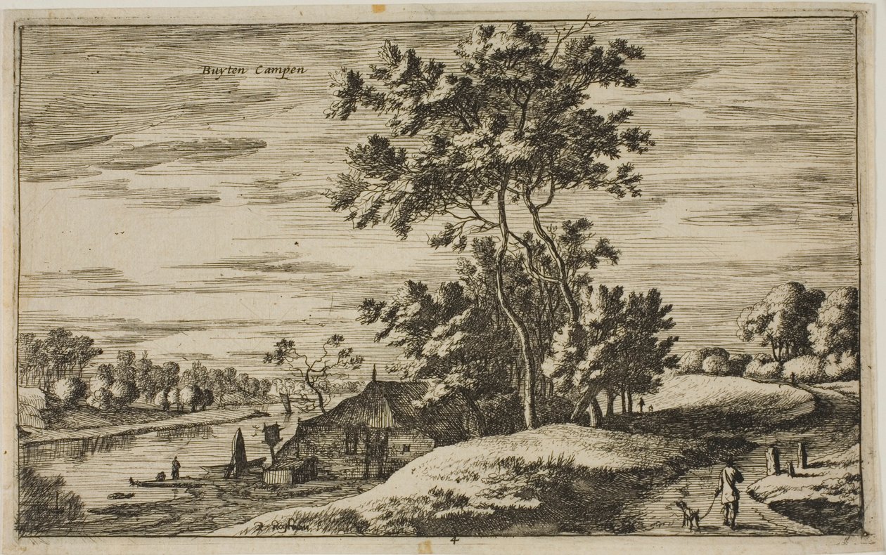 Utsikt nær Kampen, plate 4 fra Views of Dutch Villages av Roelant Roghman