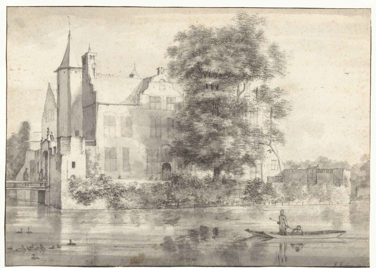 Utsikt over Huis te Rhoon, sett fra sør av Roelant Roghman