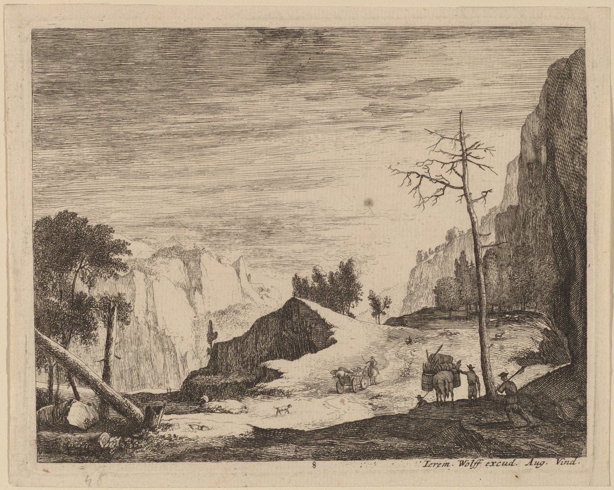 Fjelllandskap med en vogn: pl.8 av Roelant Roghman and Melchior Küsel