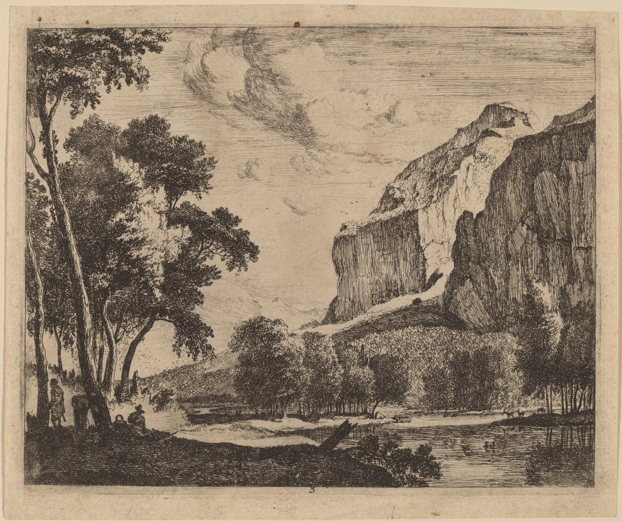 Elvelandskap med steiner til høyre: pl.3 av Roelant Roghman and Melchior Küsel