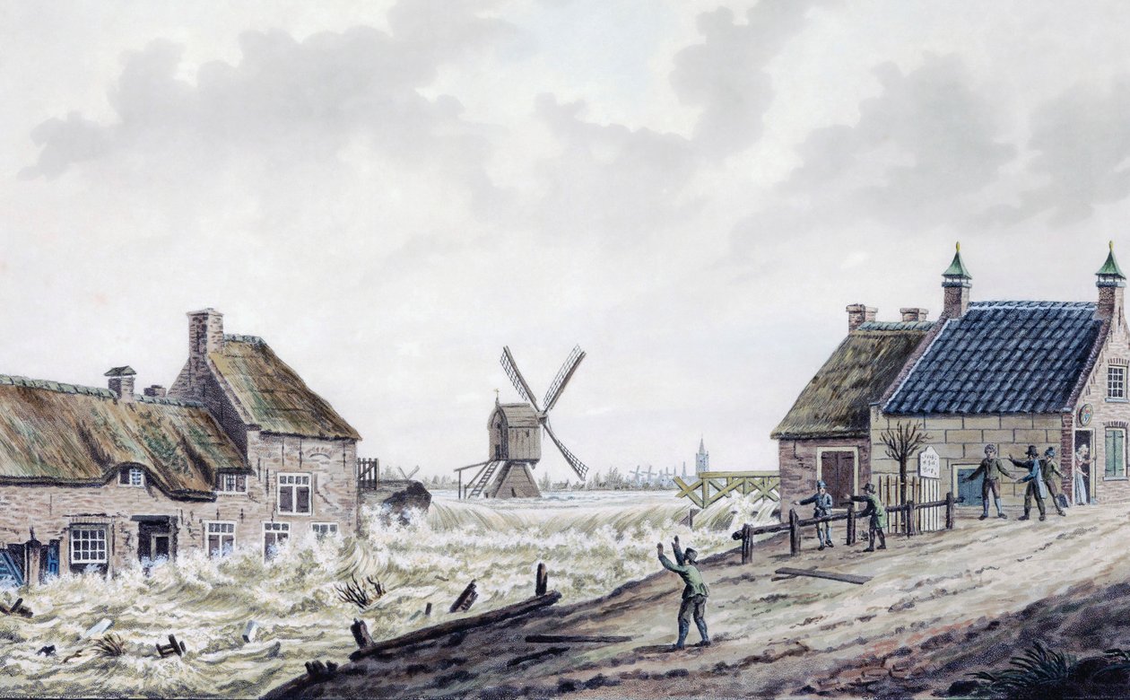 Flom etter dikebrudd av Roelof van der Meulen