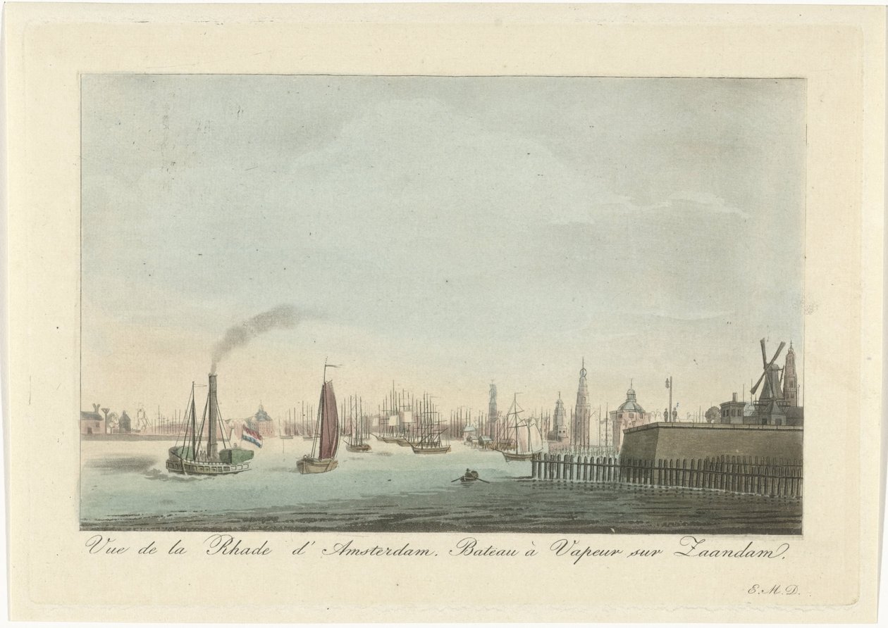 Utsikt over havnen i Amsterdam Vue de la Rhade d
