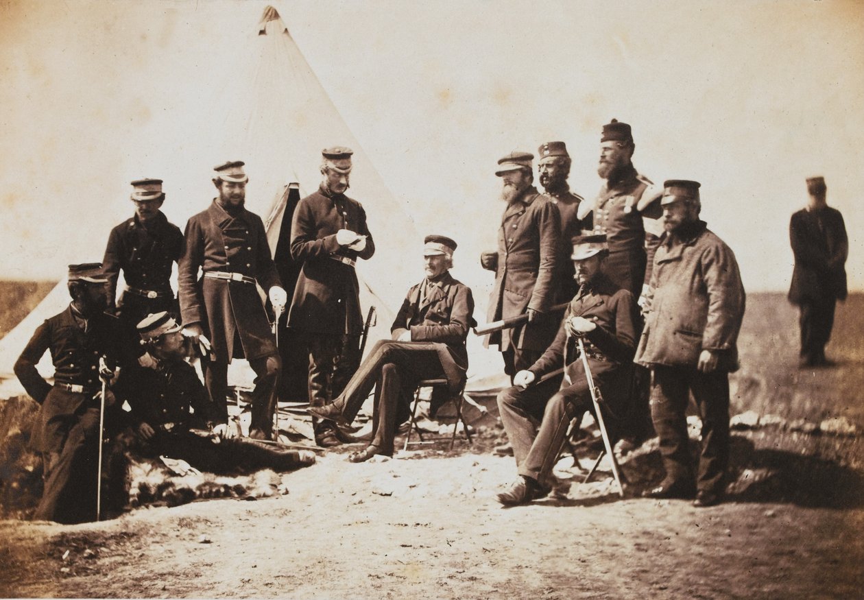 Generalløytnant Sir John Lysaght Pennefather and Staff, fra et album med 52 fotografier assosiert med Krim-krigen, 1855 av Roger Fenton