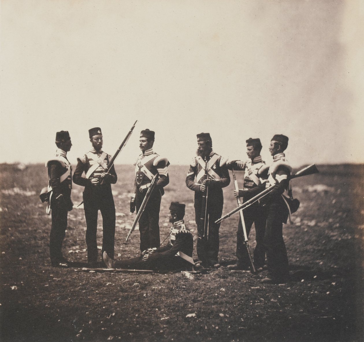 Men of the 68th (Durham) Regiment of Foot (Light Infantry) fra et album med 52 fotografier assosiert med Krim-krigen, 1855 av Roger Fenton