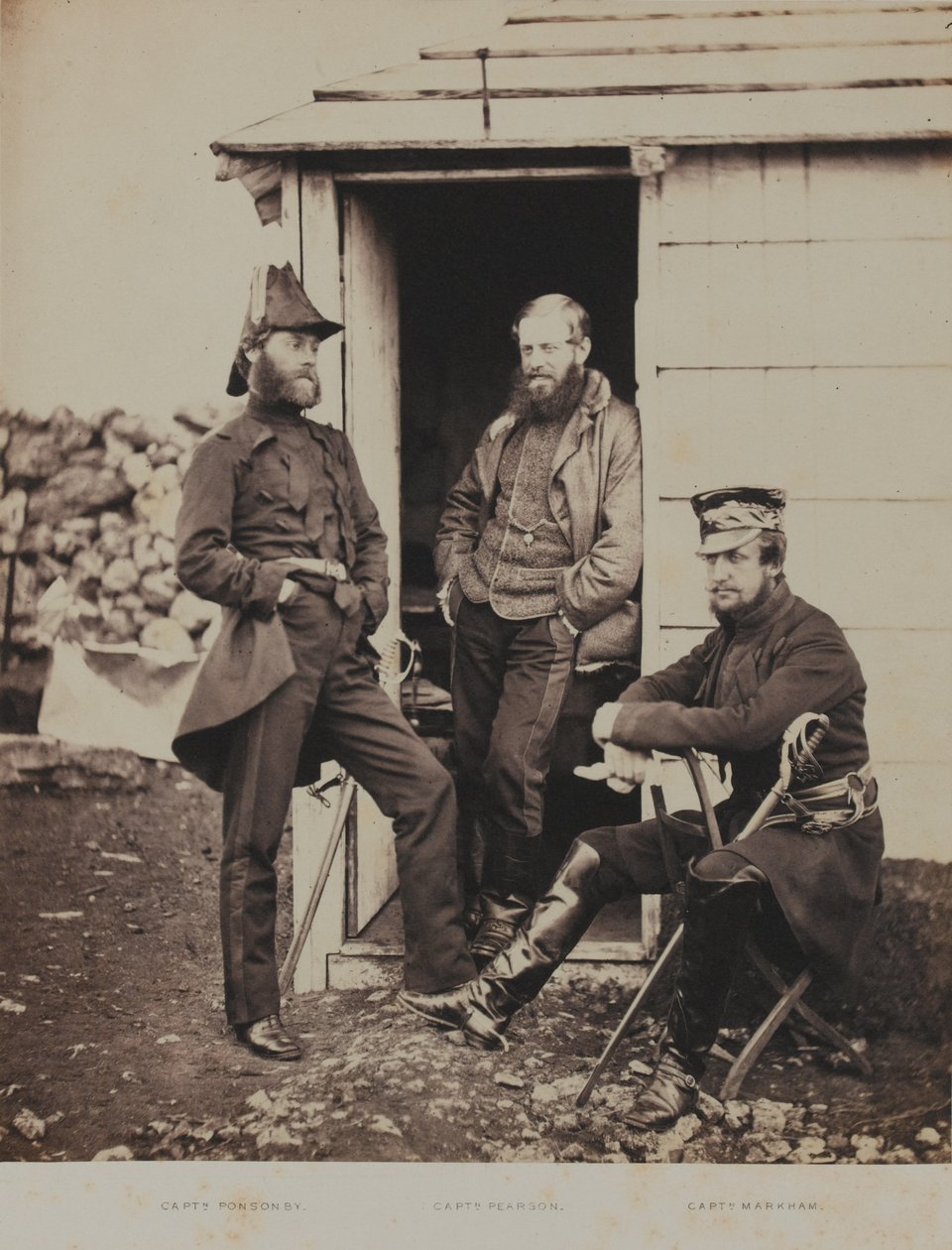 Offiserer i staben til generalløytnant Sir George Brown, fra et album med 52 fotografier assosiert med Krim-krigen, 1855 av Roger Fenton