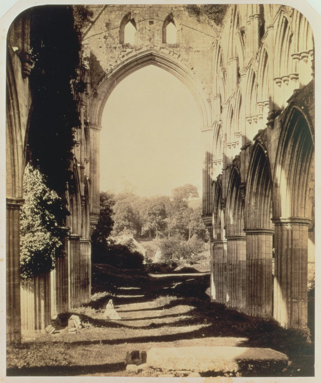 Rievaulx Abbey, North Yorkshire, 1854 (sepia-bilde) av Roger Fenton