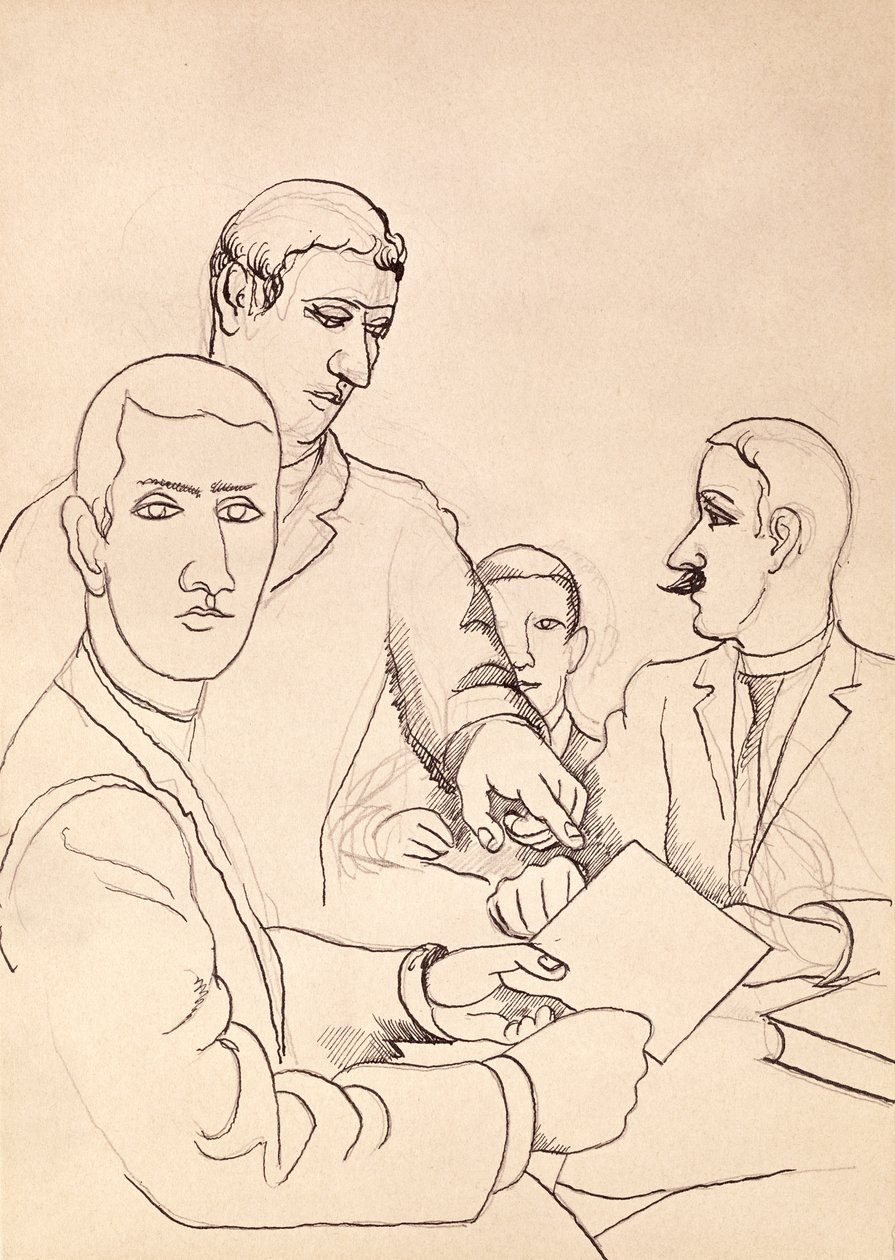 Venner, tegning (penn, blekk og pastell på papir) av Roger de La Fresnaye