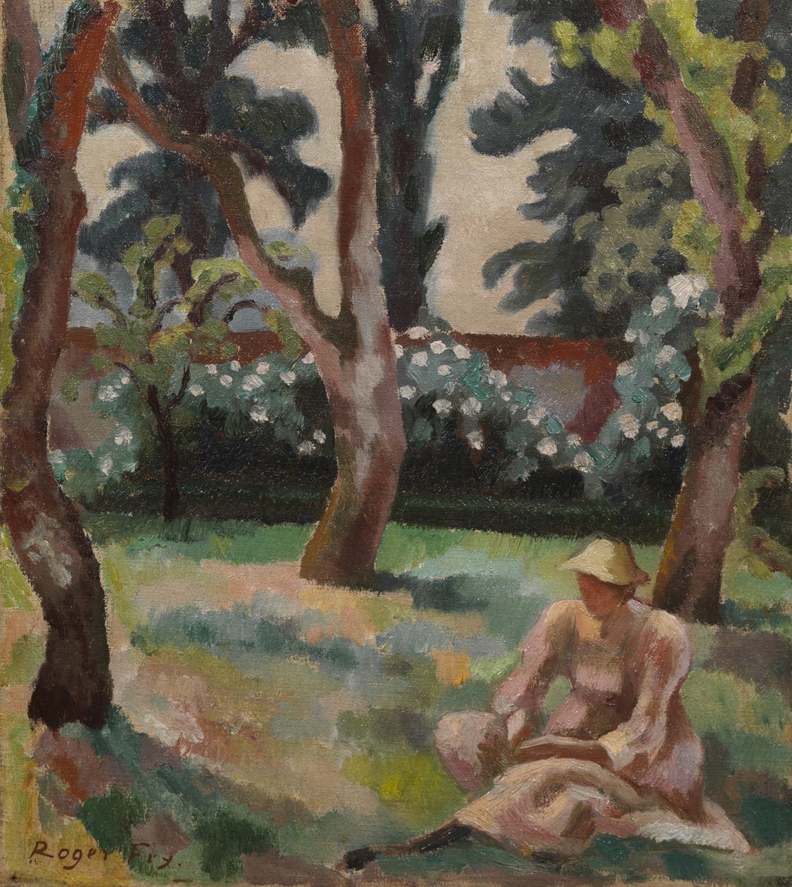 Frukthage, kvinne som sitter i en hage av Roger Eliot Fry