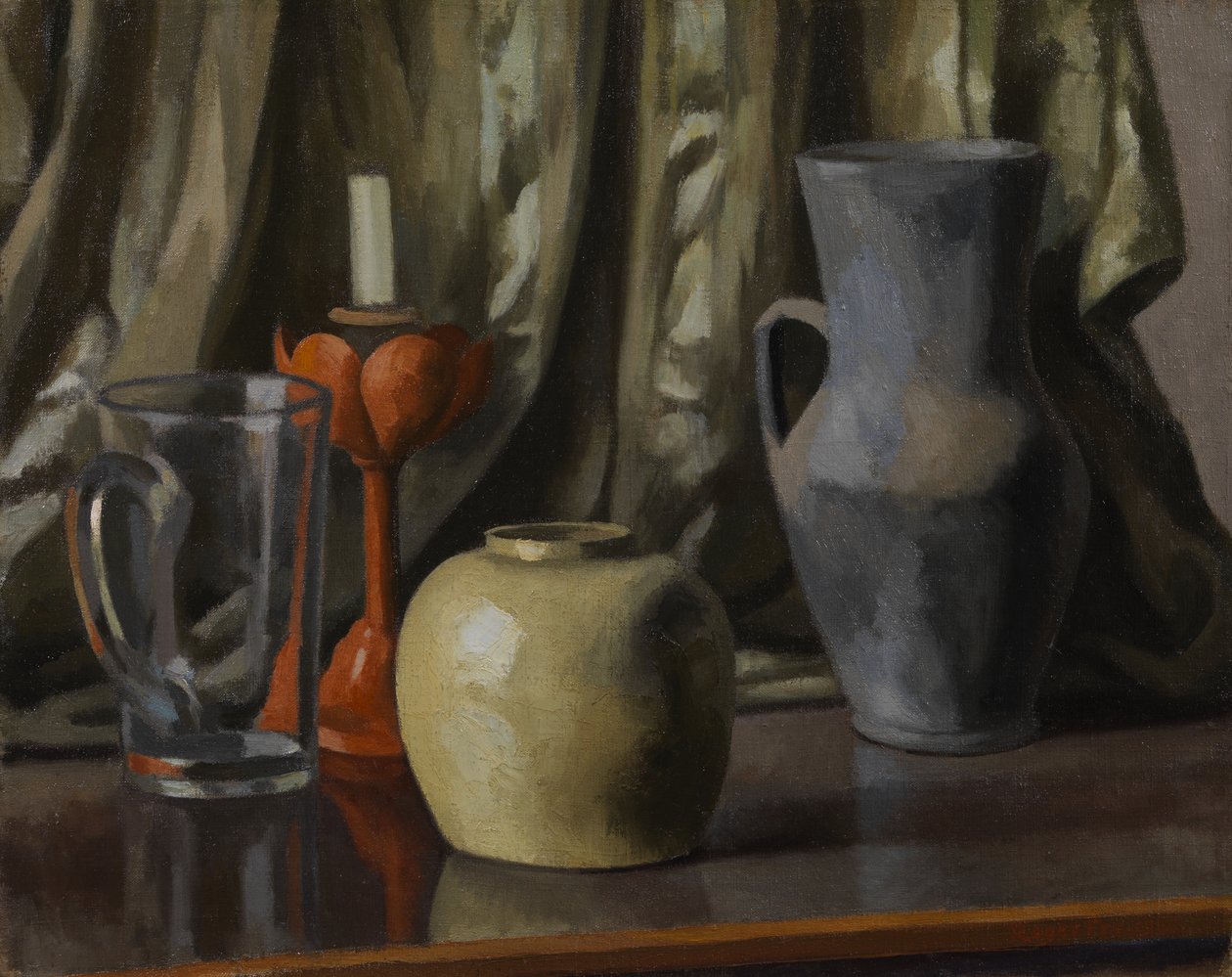 Stilleben med stearinlys og lerkar av Roger Eliot Fry