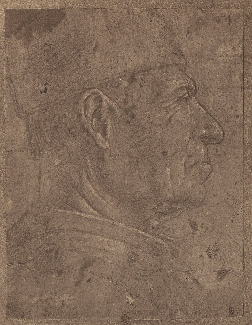 Tegning av et mannshode i profil av Agnolo Gaddi av Roger Fenton