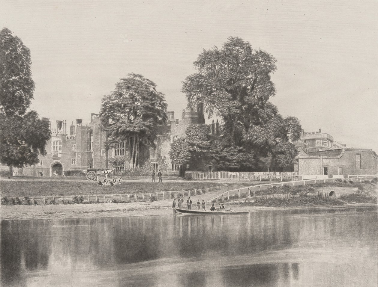 Hampton Court ved Themsen av Roger Fenton