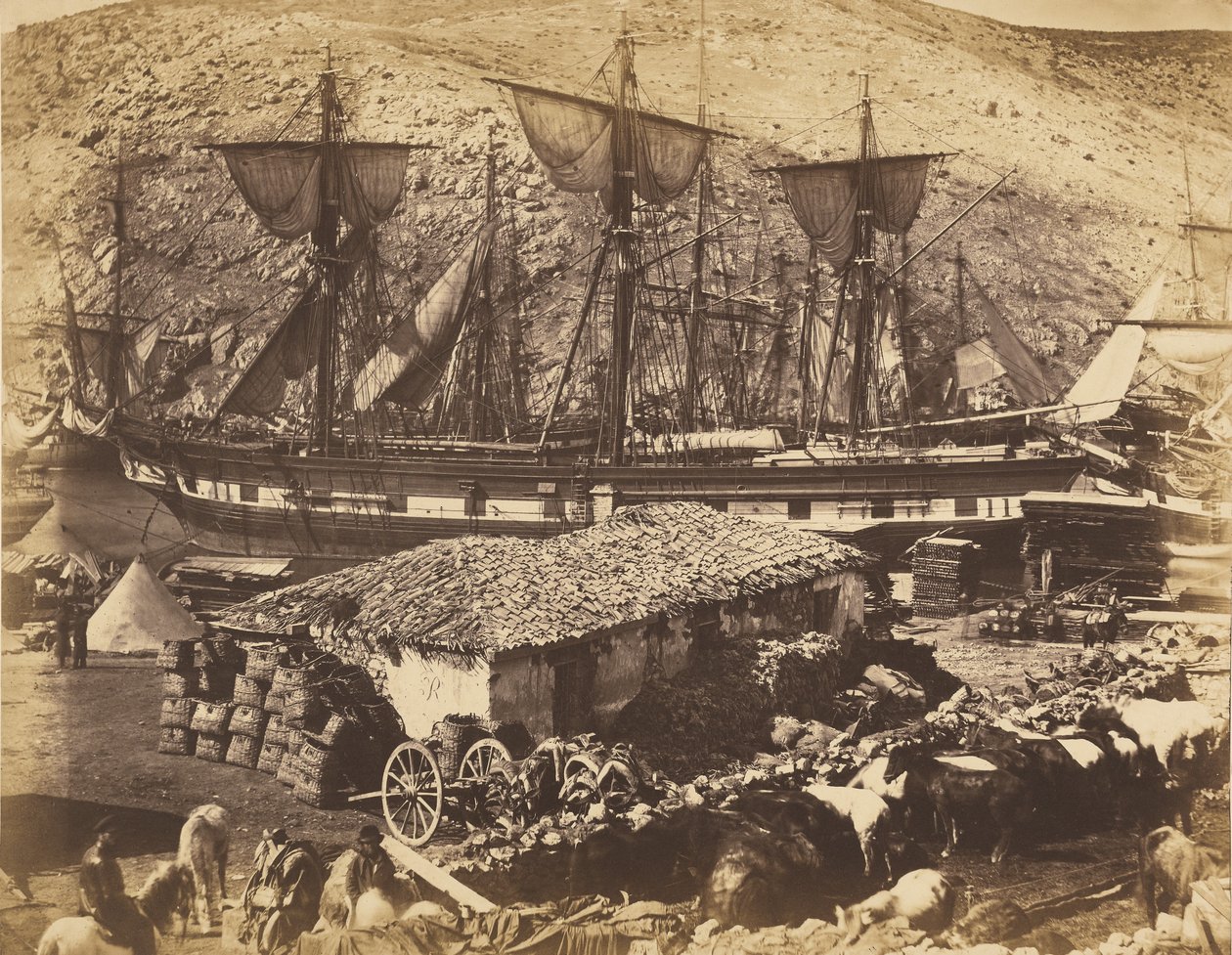 Balaklava havn, kvegkaien av Roger Fenton