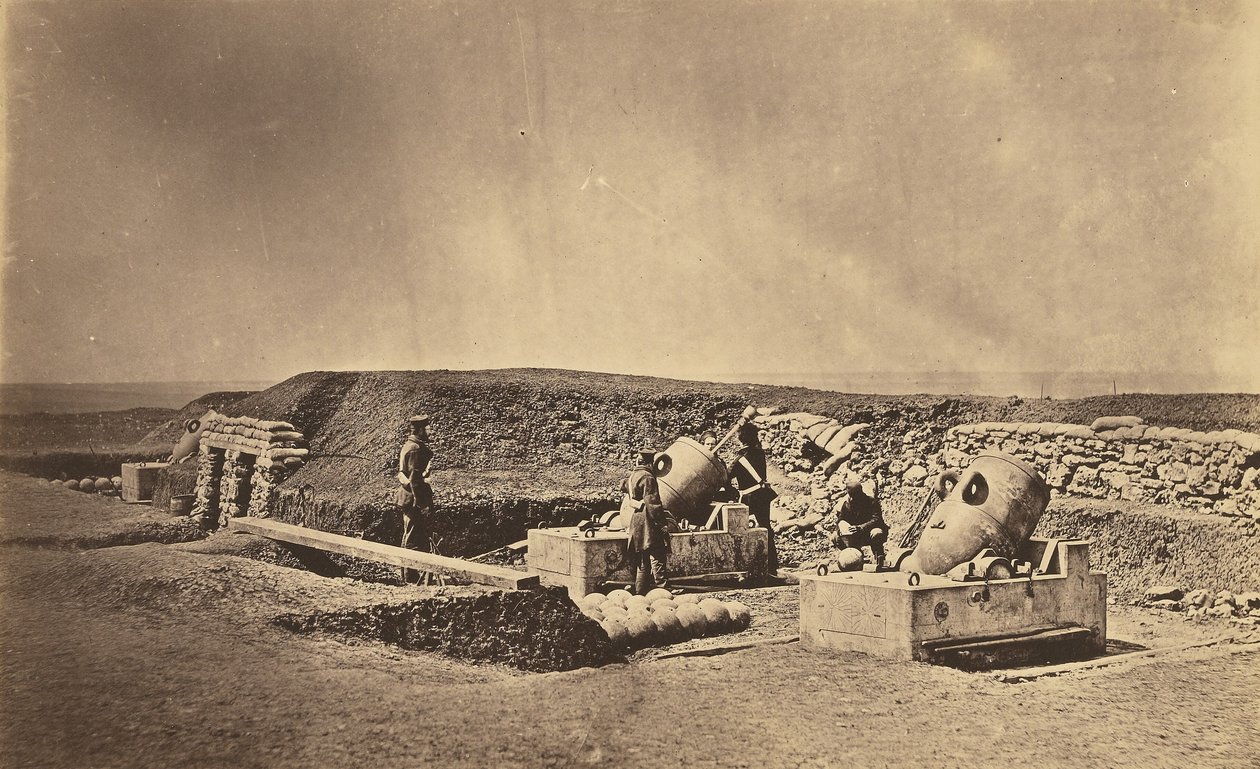 Mørserbatterier foran Picquet House, den lette divisjonen av Roger Fenton