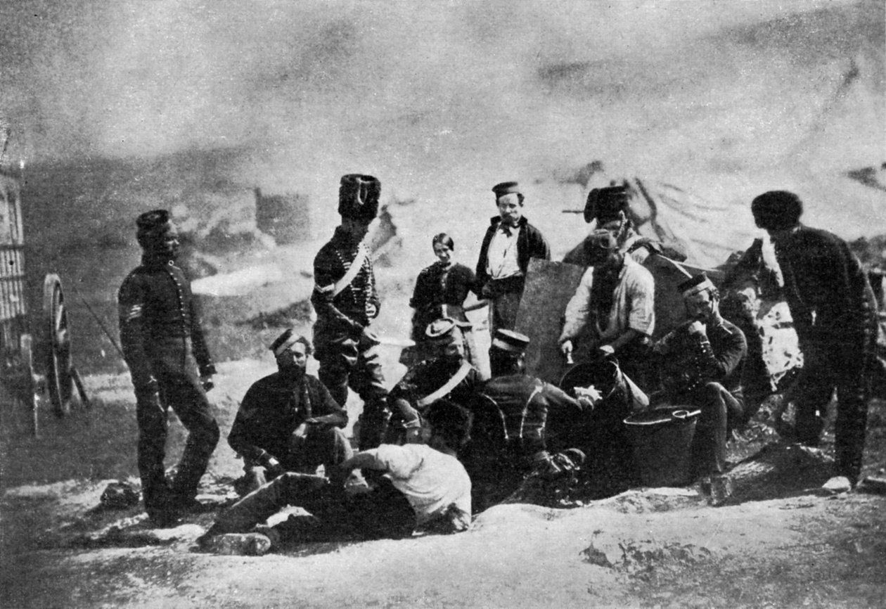 Kokkehuset til de åttende husarene, Krimkrigen, 1855, 1951 av Roger Fenton
