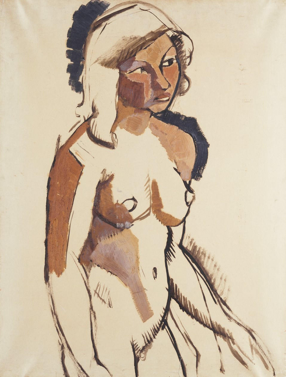 Den italienske jenta, trekvart lengde, ser til høyre; Den italienske kvinnen, tre-kvarts utsikt ser til høyre, ca. 1910-11 av Roger de La Fresnaye