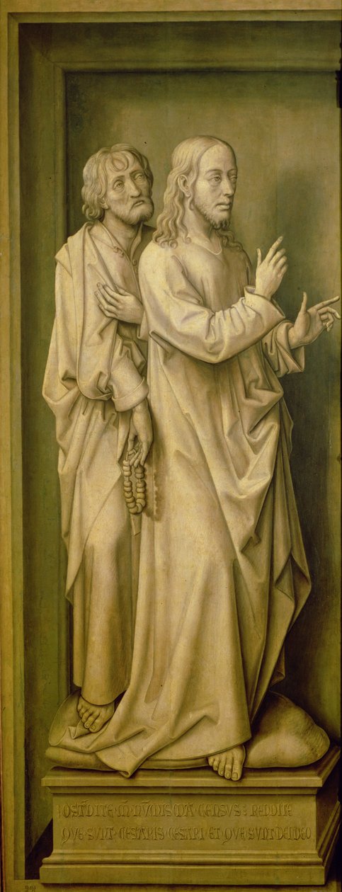 Kristus og en disippel, fra Redemption Triptych, 1455-59 av Rogier van der Weyden