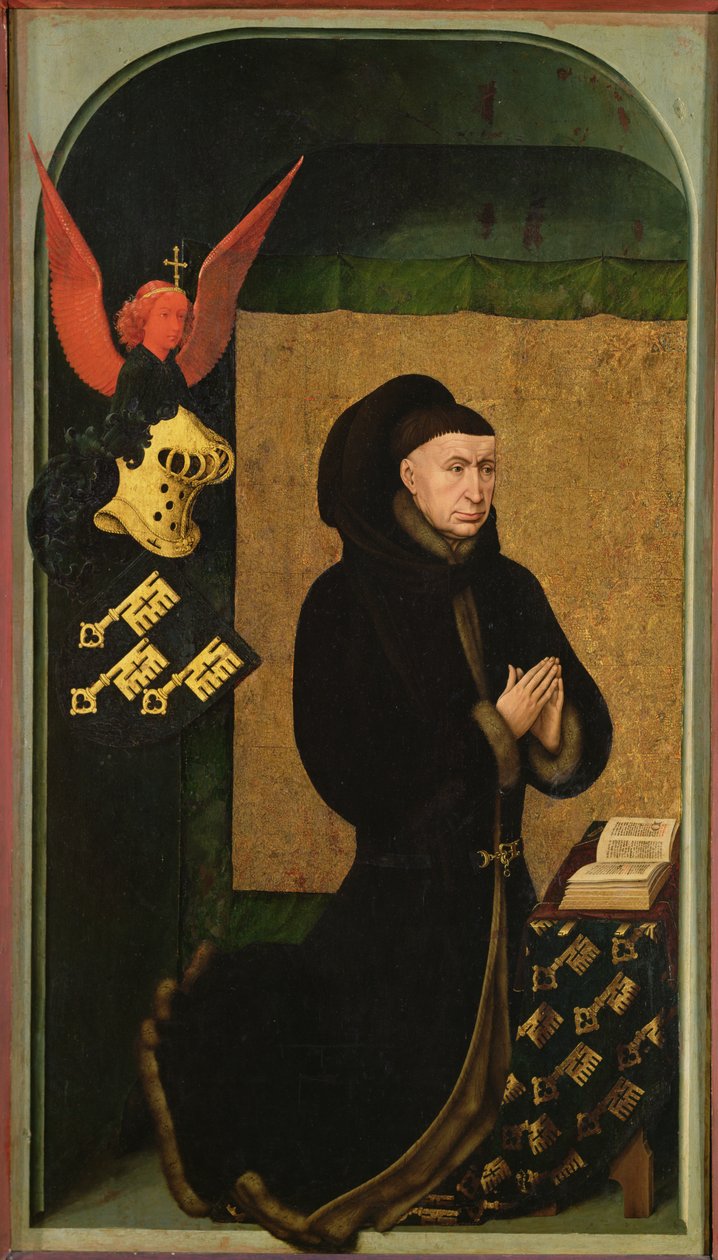 Giveren, kansler Nicholas Rolin, knelende i bønn, fra baksiden av den siste domspolyptiken, ca. 1445-50 (se 20546, 170074 og 170079) av Rogier van der Weyden