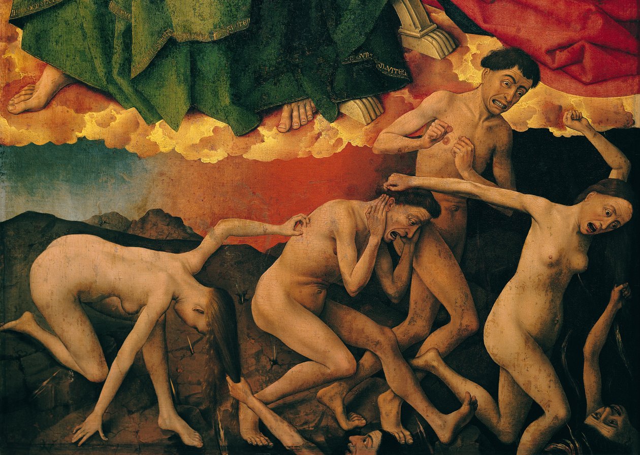 The Last Judgement, detalj om inngangen til de fordømte til helvete, ca. 1445-50 av Rogier van der Weyden