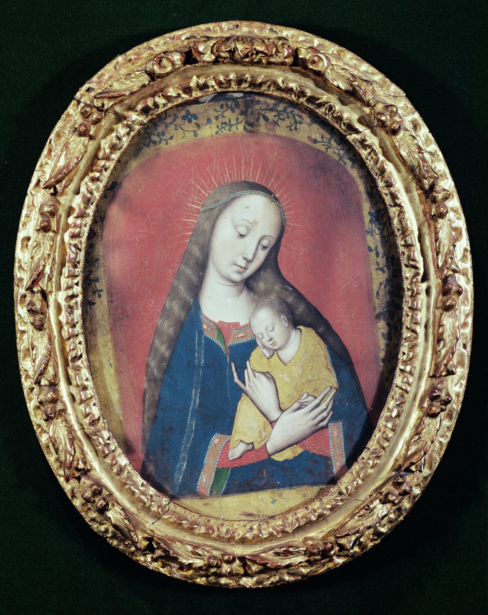Jomfru og barn som sover (gouache på stoff) av Rogier van der Weyden
