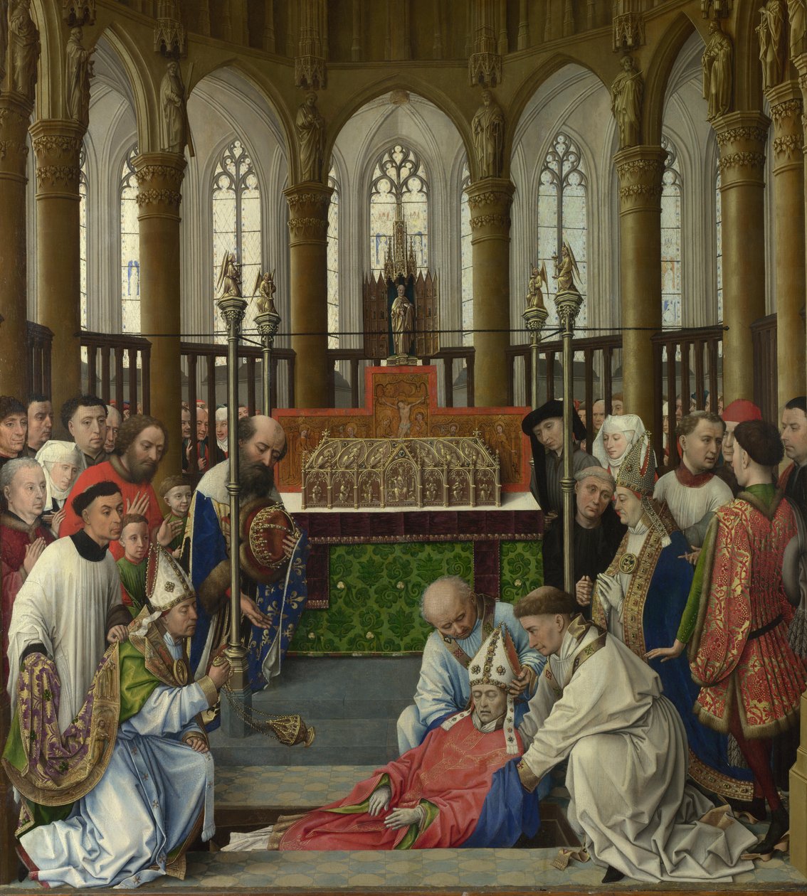 The Exhumation of Saint Hubert av Workshop of Rogier van der Weyden