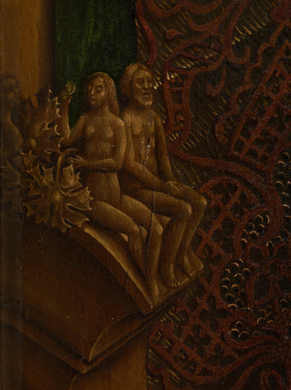 Detalj av Saint Luke tegner jomfruens portrett (olje på panel) av Rogier van der (after) Weyden