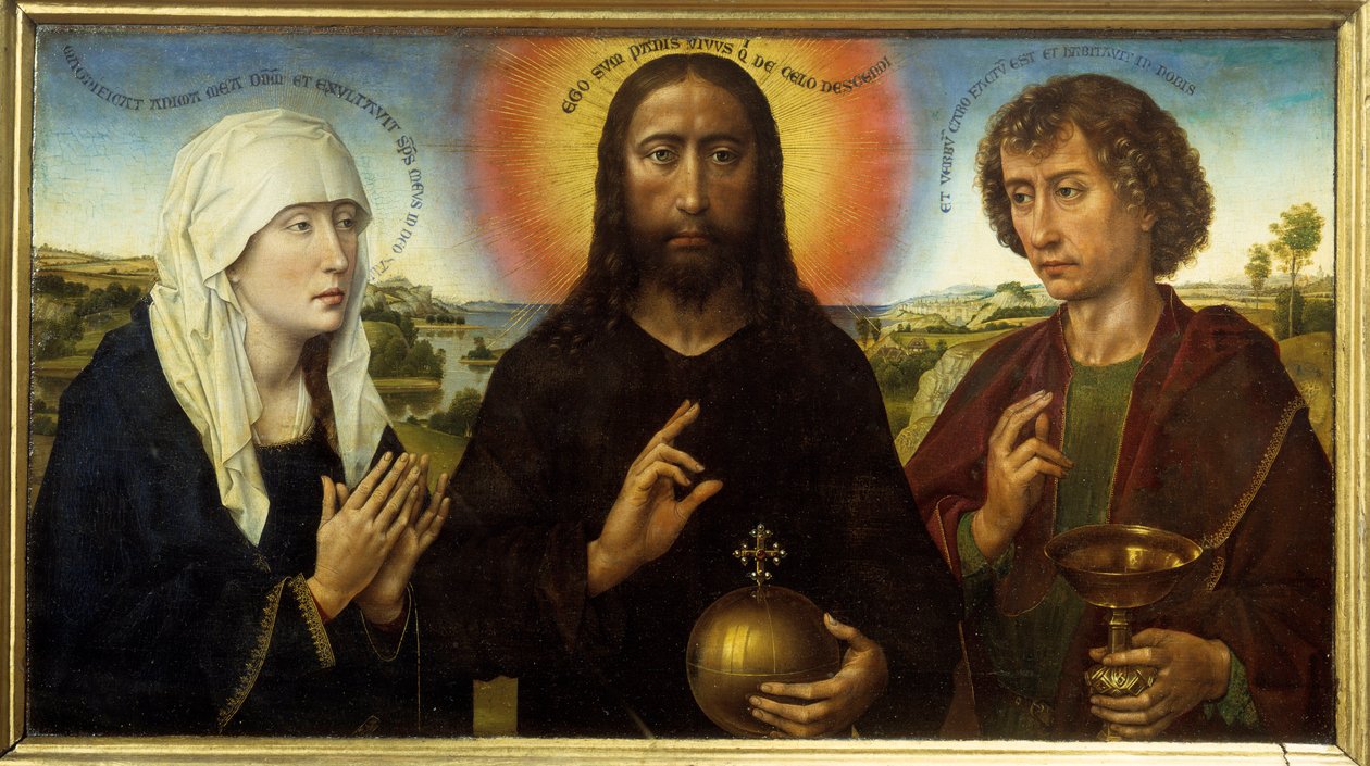 Kristus forløser mellom Jomfruen og Saint John the Evangelist sier Triptych Braque. Maleri av Rogier (Roger) Van Der Weyden (1400 - 1464) av Rogier van der Weyden