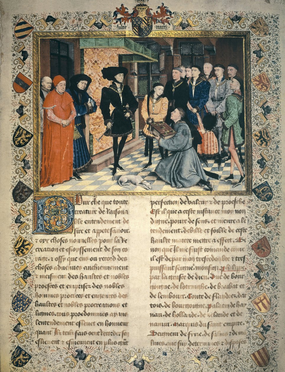 Jean Wauquelin (død 1452) presenterer oversettelsen av kronikkene fra Hainaut til Filip III av Burgund av Rogier van der Weyden