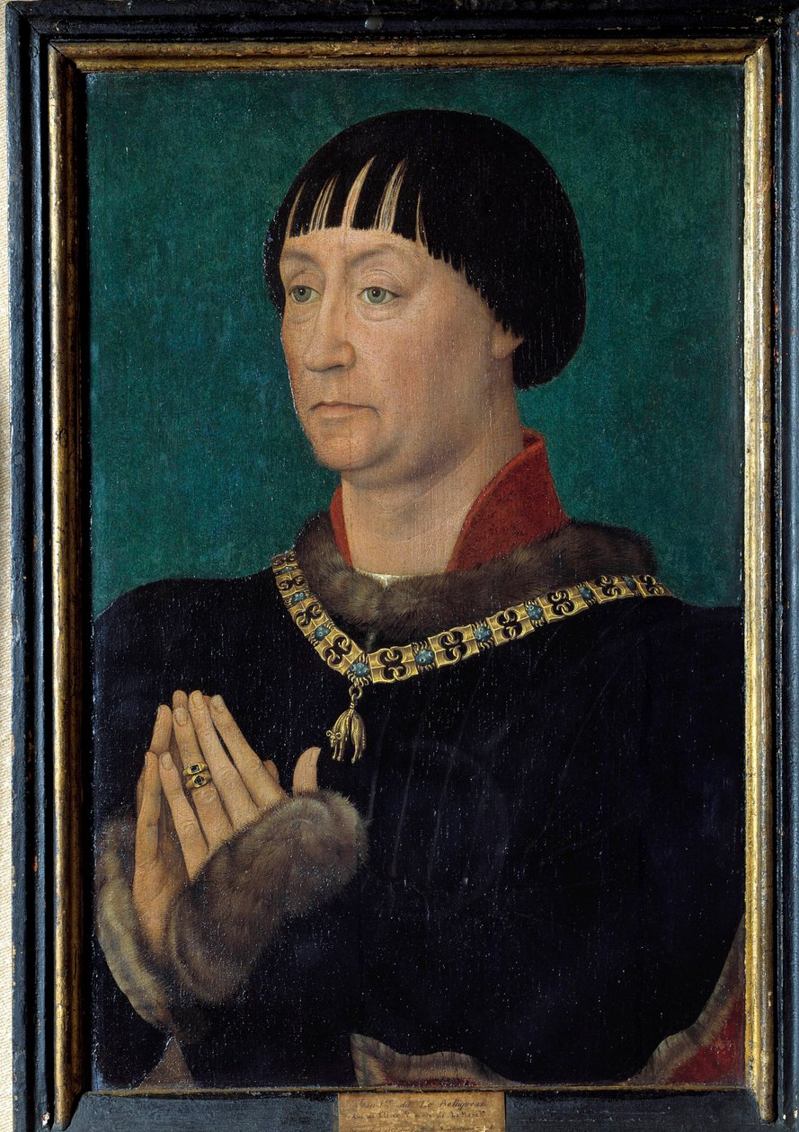 Portrett av Johannes I sa Belliqueux, hertug av Cleves (1419-1481) Maleri av Rogier (Roger) van der Weyden (1400-1464) 1400-tallet Søn. 0,49x0,31 m. av Rogier van der Weyden