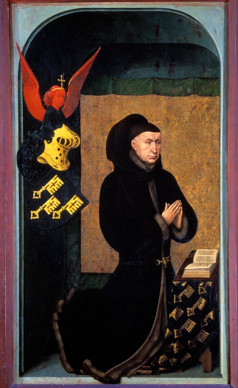 Portrett av Nicolas Rolin (1376-1461) Kansler i Burgund under Philippe Le Bon og grunnlegger av Hospices de Beaune i 1443 Maleri av Rogier (Roger) Van Der Weyden (1400-1464) Beaune fra 1400-tallet, museum Hotel Dieu - Portrett av Nicolas Rolin (1376-1 av Rogier van der Weyden