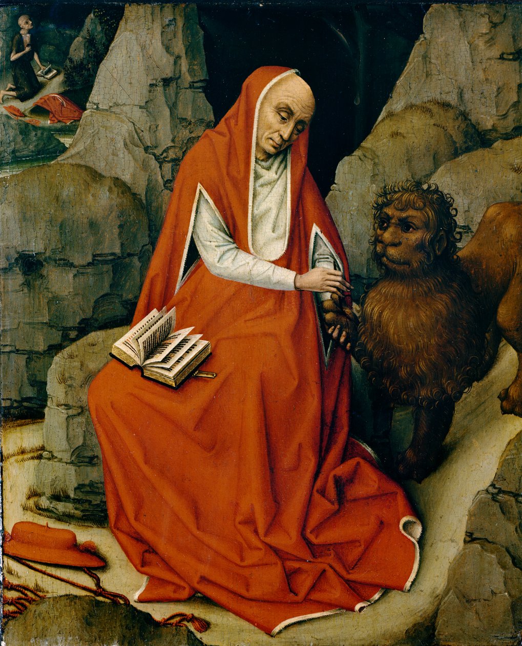 Saint Hieronymus i ørkenen, ca. 1450-65 (olje på eikepanel) av Rogier van der Weyden
