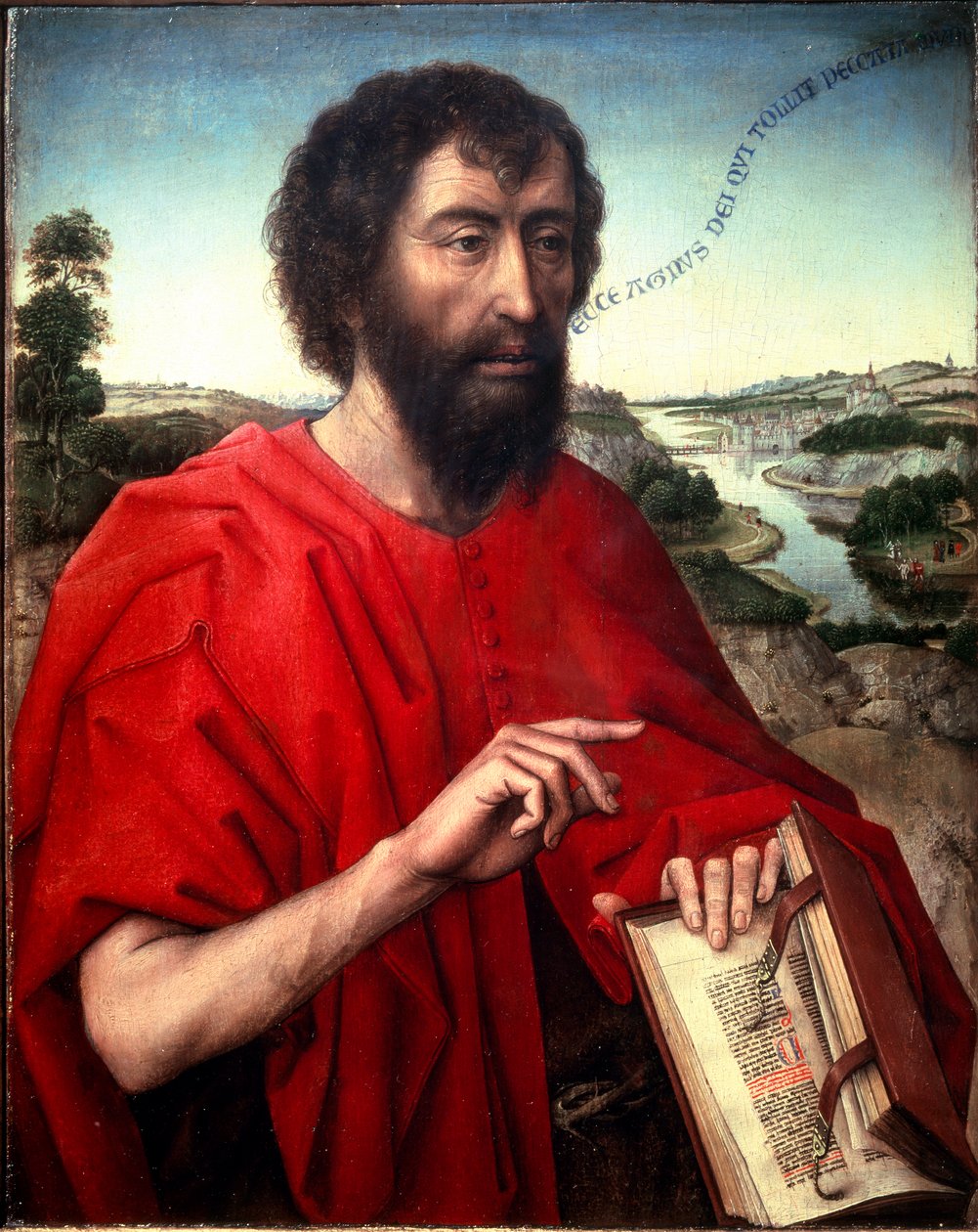 Døperen Johannes. Detalj (Venstre panel av triptyken Braque), ca 1450 (Olje på tre) av Rogier van der Weyden