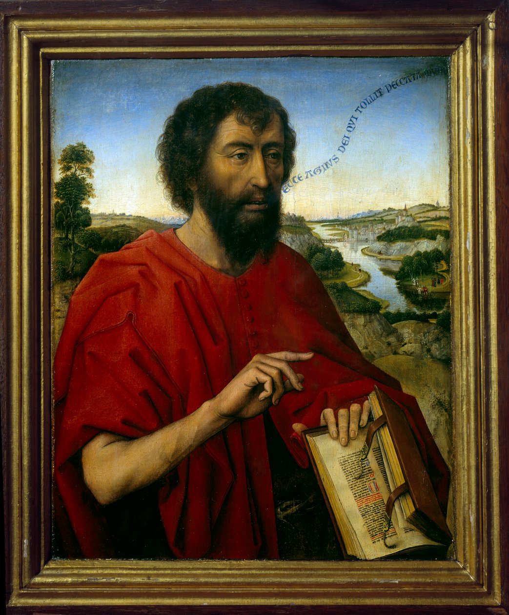 Døperen Johannes. Detalj. Venstre panel av triptyken til Braque-familien. Maleri av Roger (Rogier) Van Der Weyden (1400 - 1464) Ec. Flam. av Rogier van der Weyden