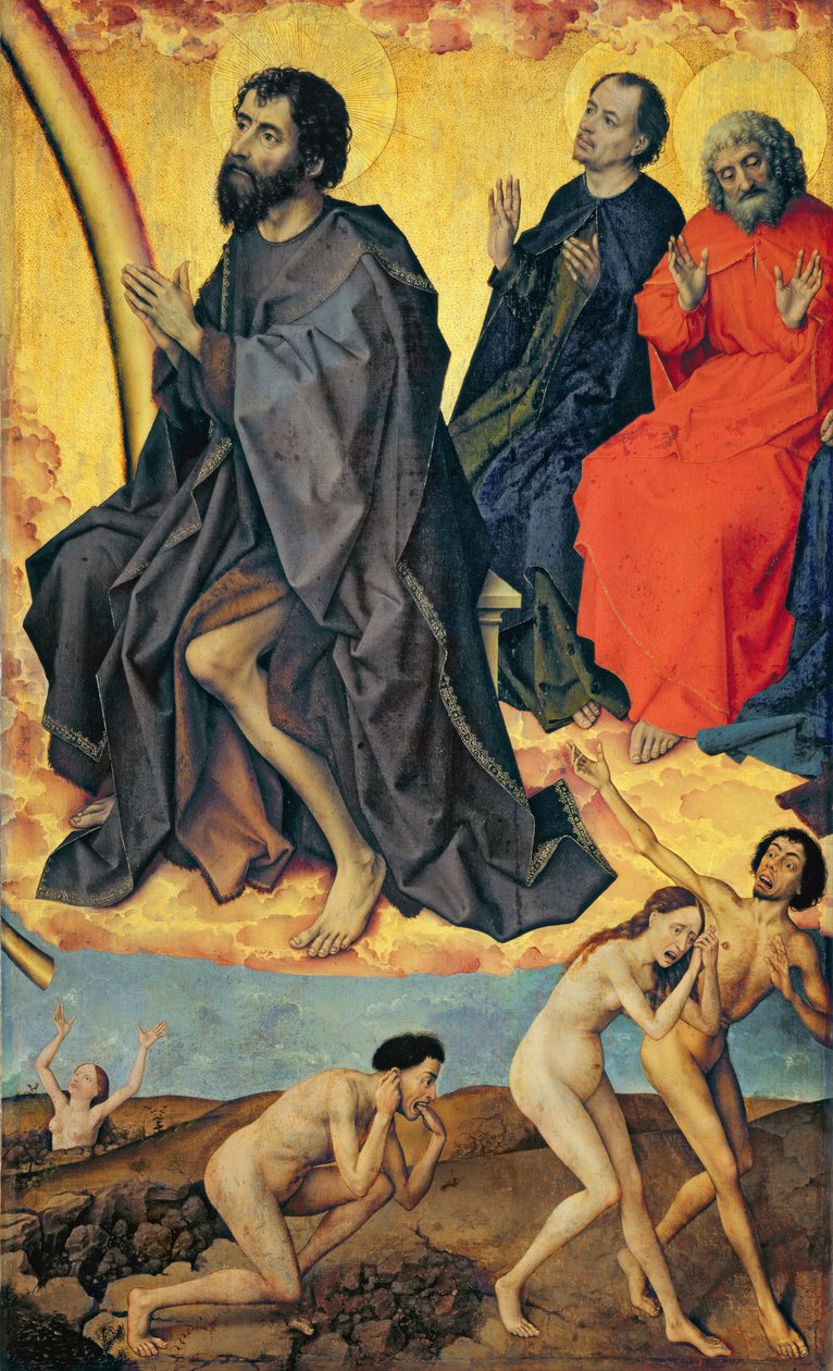 De fordømte på vei til helvete og de helliges himmelrike, fra den siste dommen, ca. 1445-50 av Rogier van der Weyden