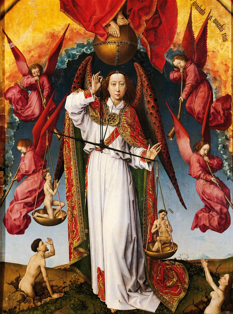 The Last Judgment altertavle av Rogier van der Weyden (1399-1464), olje på lerret, 215x560 cm, detalj av Rogier van der Weyden