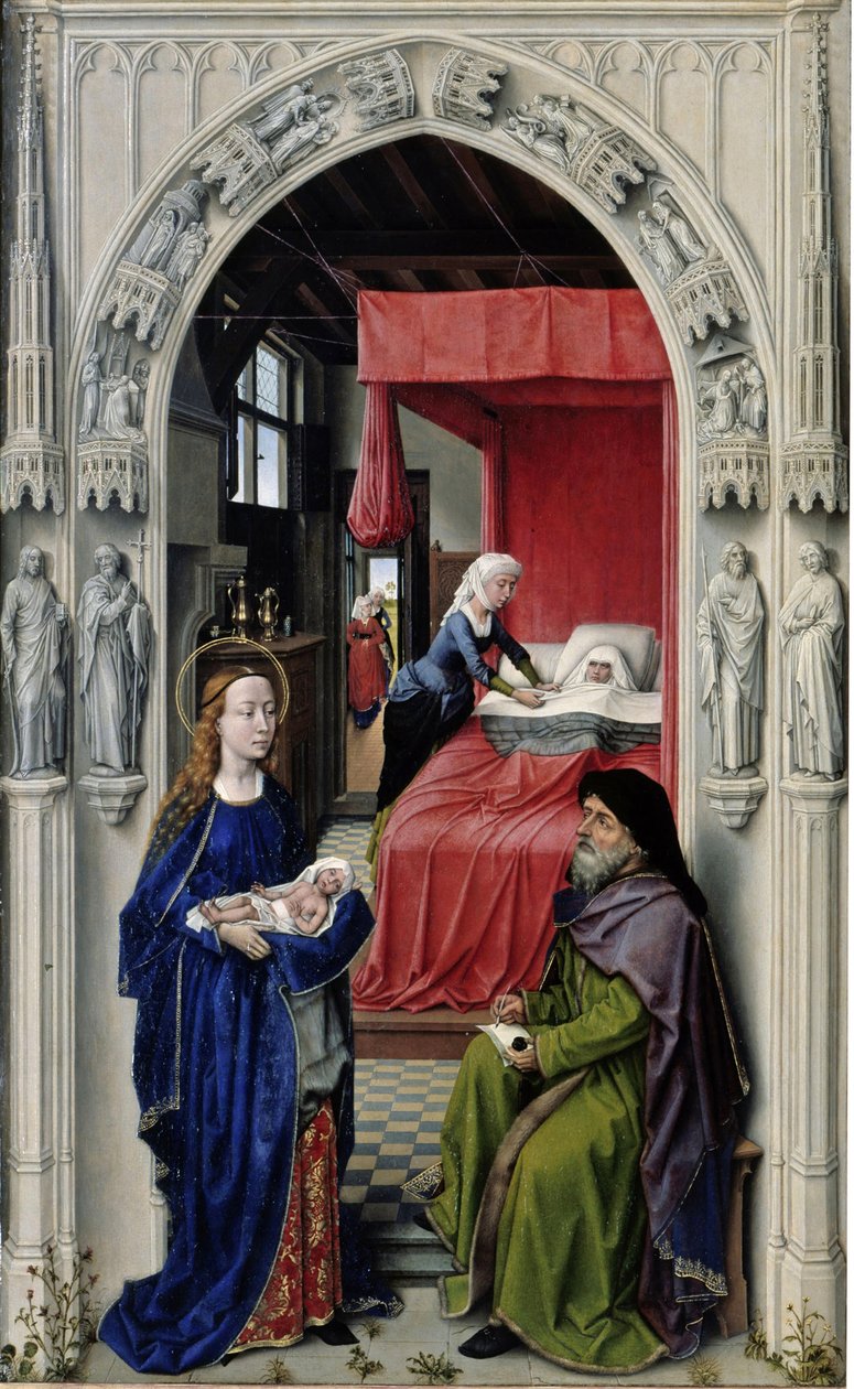 The Nativity of John the Baptist The St. John-alter, venstre panel, ca 1455 av Rogier van der Weyden
