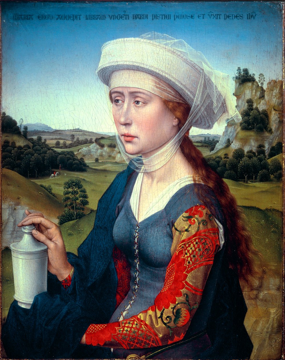Triptyk fra Braque-familien: Representasjon av Saint Mary Magdalene (høyre panel av triptyk Braque), ca 1450 (olje på tre) av Rogier van der Weyden