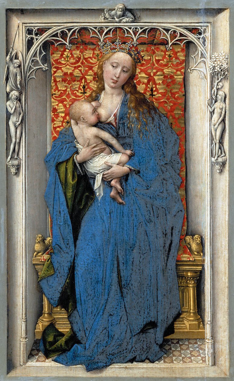 Jomfru og barn - Rogier van der Weyden (ca. 1399-1464). Olje på tre, ca. 1430 eller ca. 1451. Dimensjon : 18,9x12,1 cm. Kunsthistorisk museum, Vienne av Rogier van der Weyden