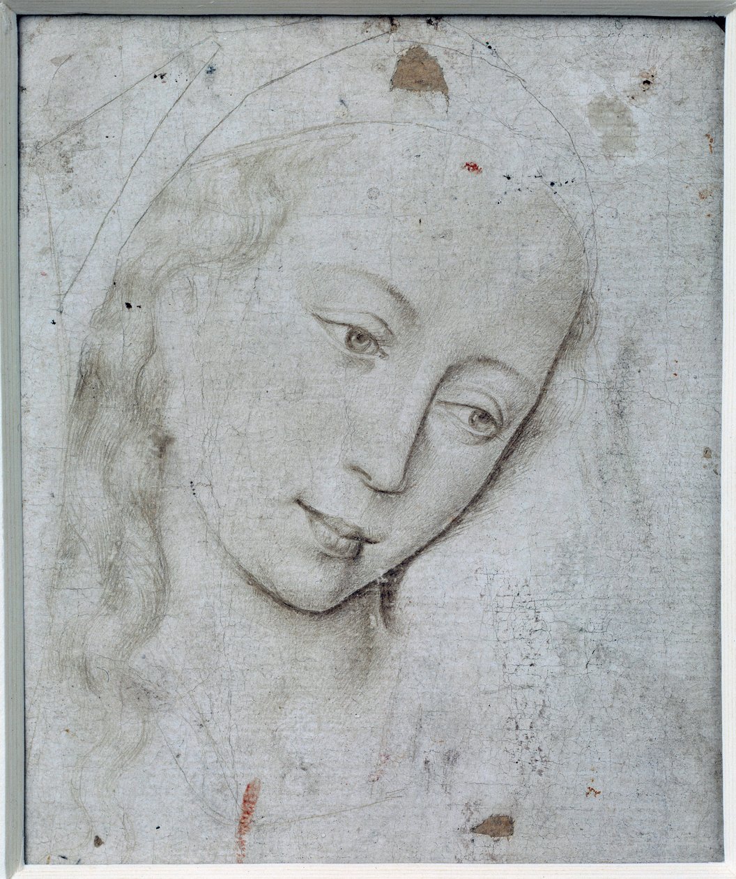 Jomfrus hode. Tegning av Rogier (Roger) Van Der Weyden (1400-1464) Ec. flamme. av Rogier van der Weyden