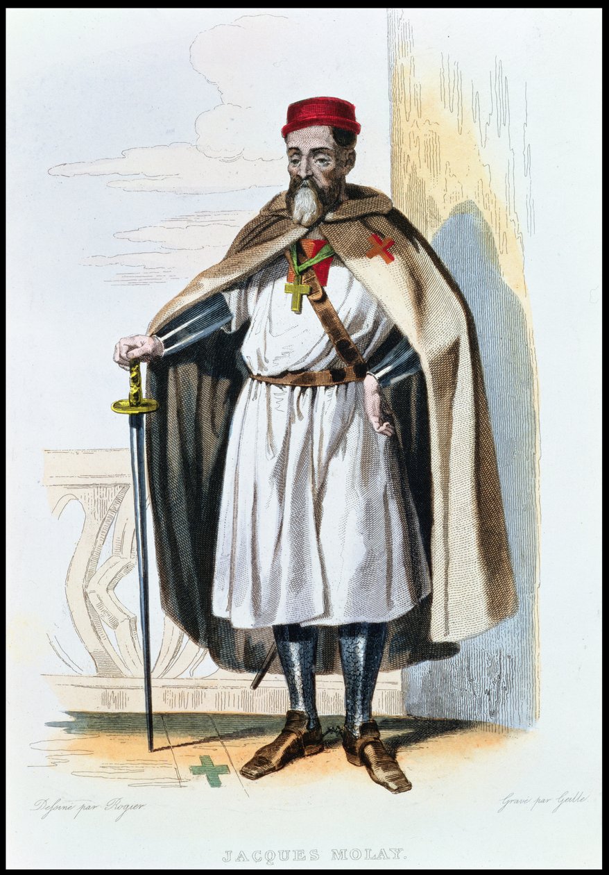 Portrett av Jacques de Molay (ca. 1243-1314) Tempelriddernes mester, illustrasjon fra 