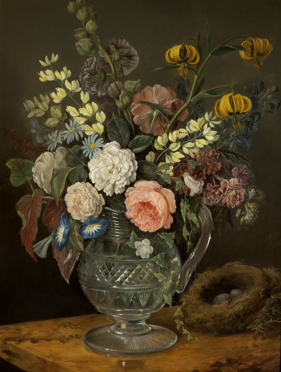 Studie av blomster (olje på panel) av Rolinda Sharples
