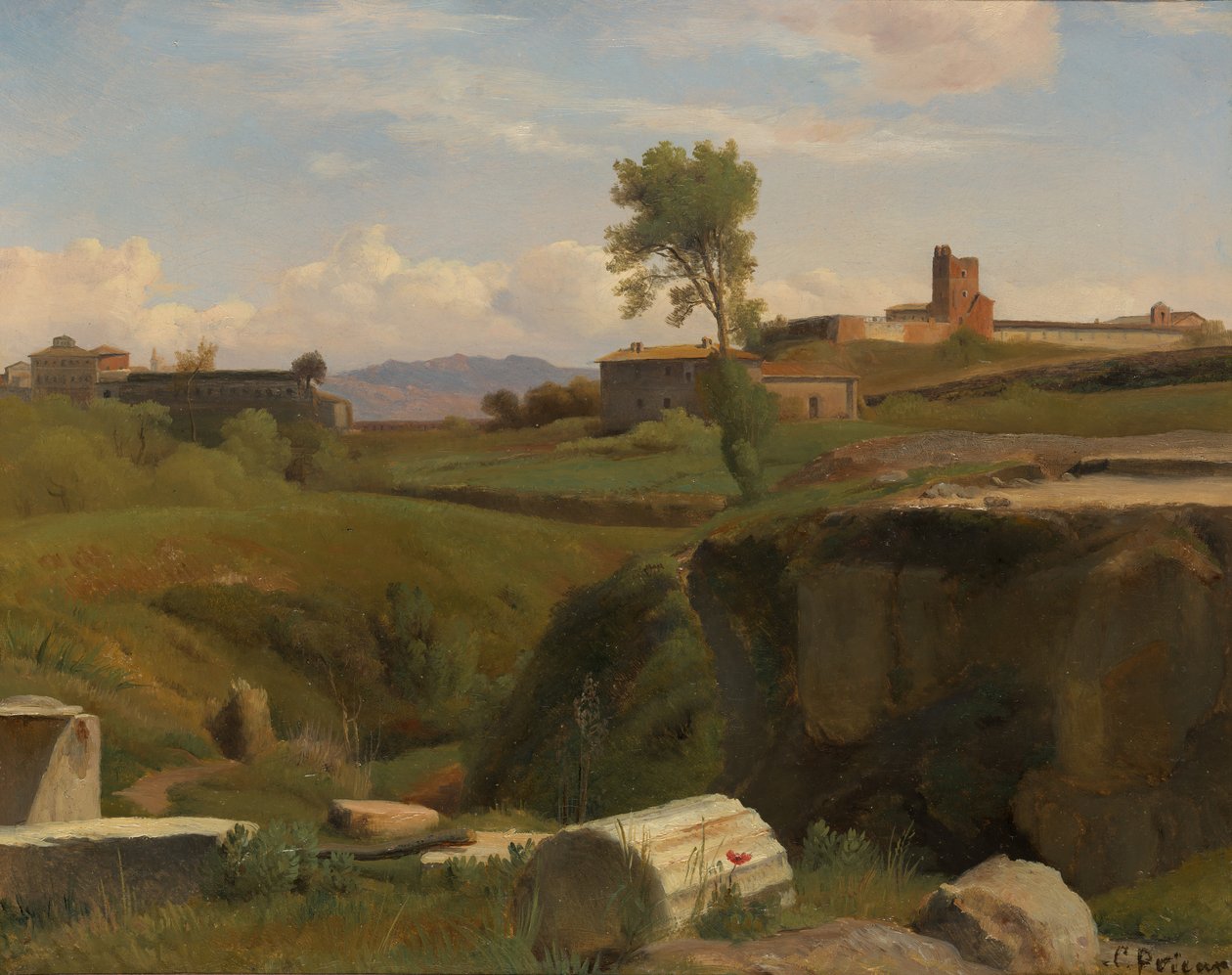 Utsikt på Aventine-høyden, Roma. av Romain Etienne Gabriel Prieur