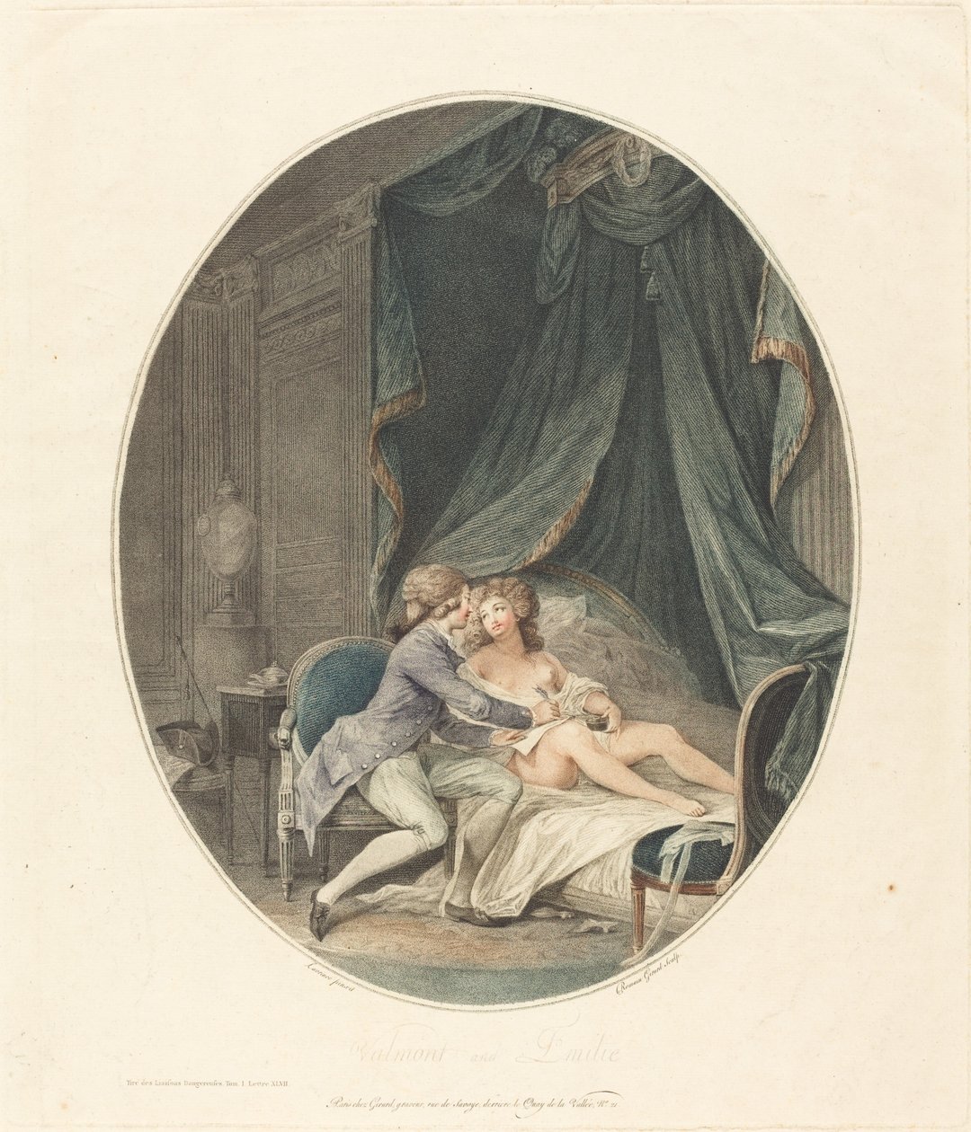 Valmont og Emilie av Romain Girard after Nicolas Lavreince