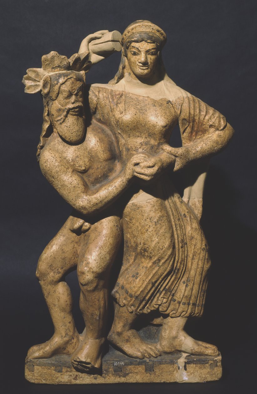 Antefiks som viser en maenad og en satyr, Satricum av Roman