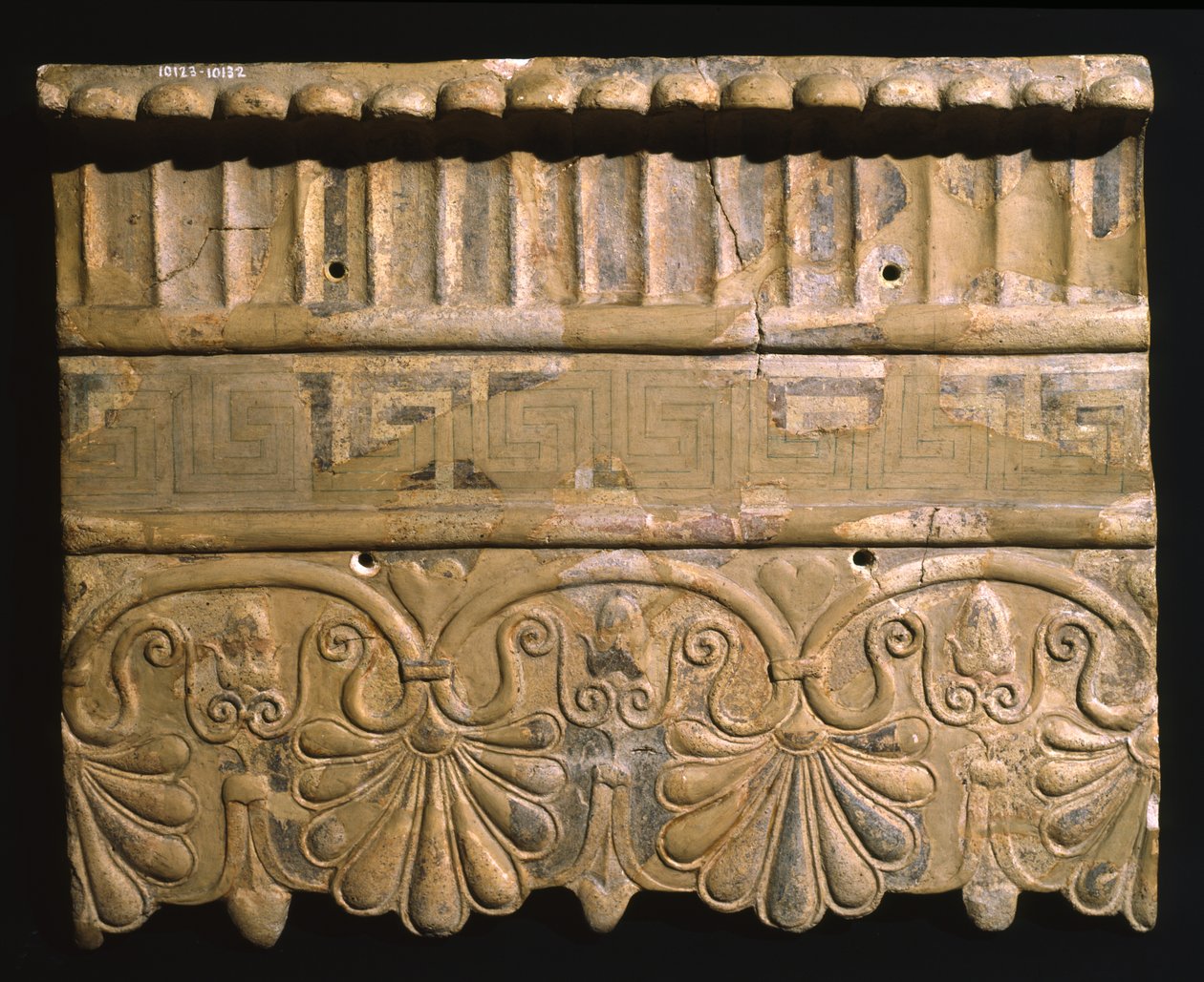 Antefix fra Temple of Mater Matuta i Satricum, Latium, Italia (terrakotta) av Roman