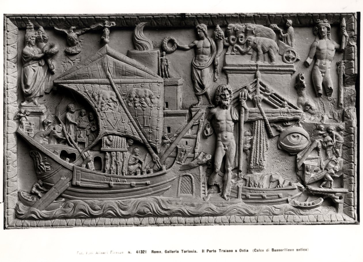 Ankomst av et skip i Trajans havn, Ostia, ca. 200 e.Kr av Roman