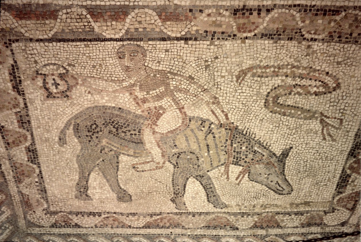 Idrettsutøver mottar et trofé etter å ha vunnet Desultor Race, fra gulvet i et hus (mosaikk) av Roman