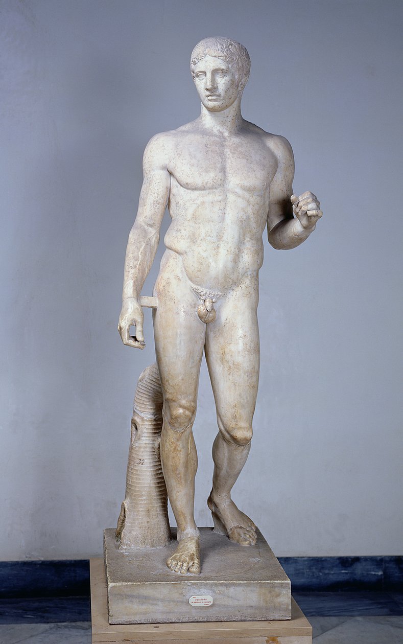 Atlet, romersk kopi etter en original av Polykleitos (fl.c.450-c.415 f.Kr.) i Pompeii (marmor) (for detaljer se 119500) av Roman