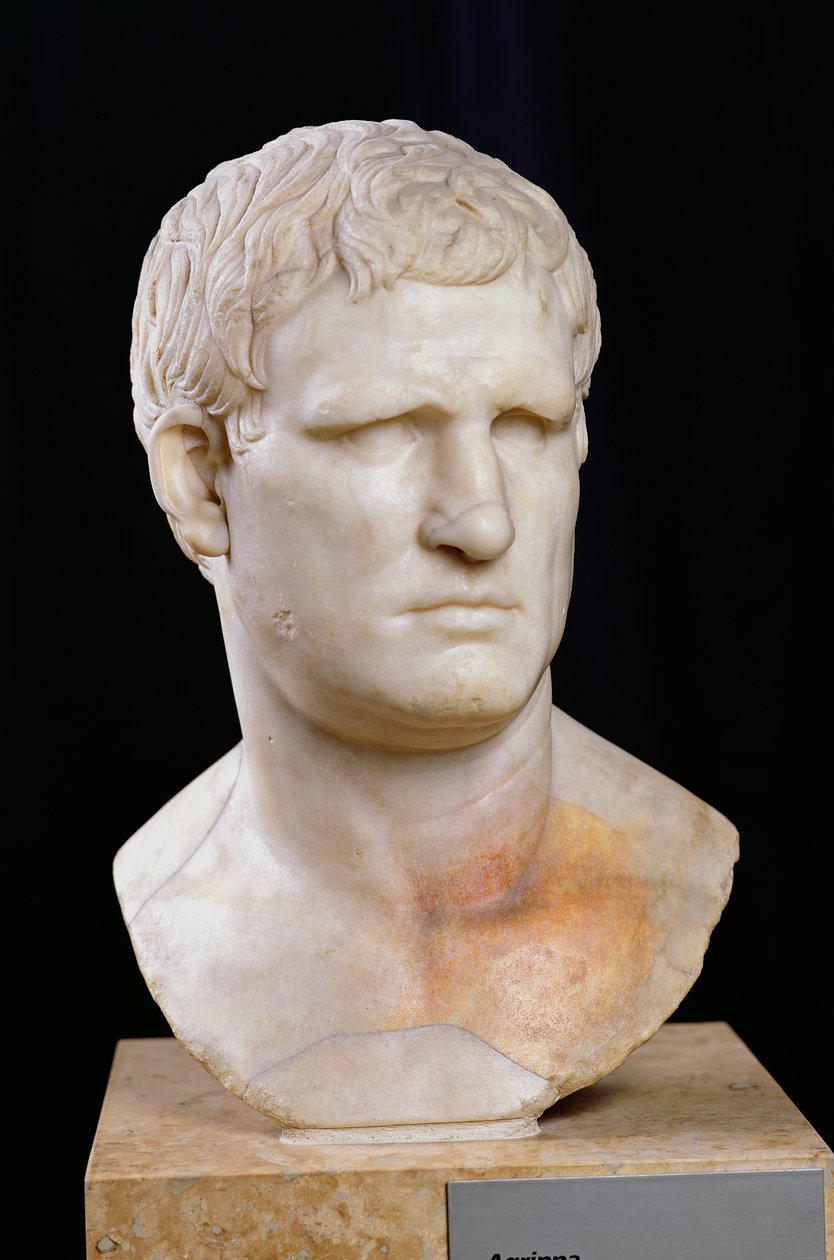 Byste av Agrippa (63-12 f.Kr.) (marmor) av Roman