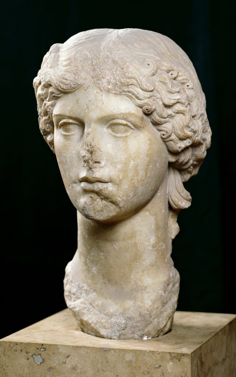 Byste av Agrippina den eldre (ca. 14 f.Kr.-33 e.Kr.) ca. 37-41 e.Kr. (marmor) av Roman