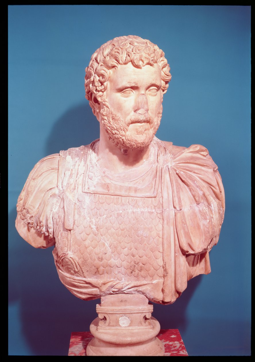 Byste av keiser Antoninus Pius (86-161 e.Kr.) (marmor) av Roman